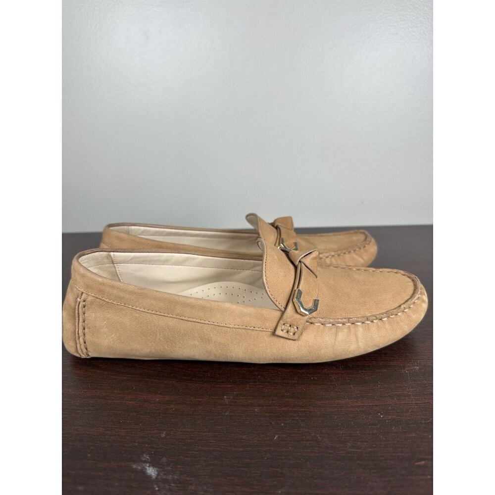 Cole Haan Evelyn Bow Driver Loafer Birch Beige Nubuck Size 9.5 Women’s - Picture 3 of 10